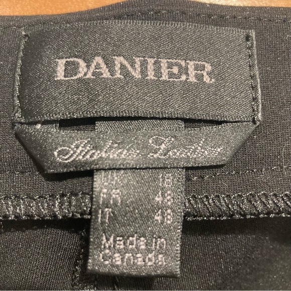 DANIER Sz 14 Mixed  Media Straight Leg High Rise Leather and Fabric Zipper Pants - Picture 8 of 12